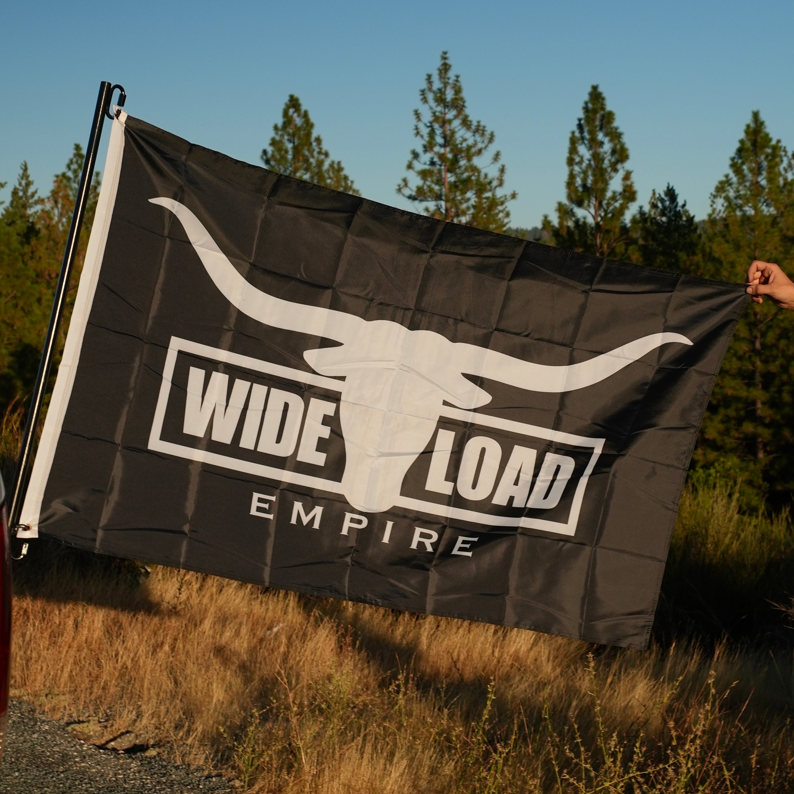 B&W Longhorn Flag – Wide Load Empire